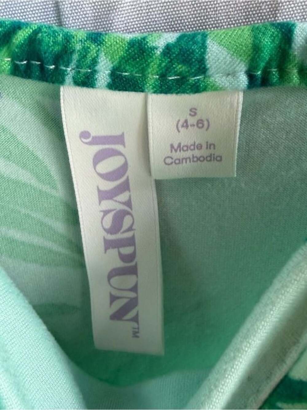 Joules Green and Blue Tropical Print Cami Dress - Picture 3 of 4